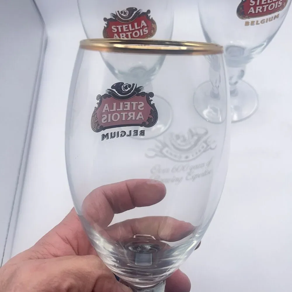 Stella Artois Gold Rimmed Beer Taster Glasses 15 CL M - Set Of 3